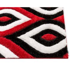 Modern Red Geometric Living Carpet